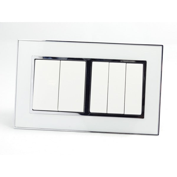 I LumoS AS Luxury White Mirror Glass Double Frame Rocker Light Switches