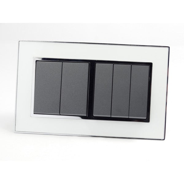 I LumoS AS Luxury White Mirror Glass Double Frame Rocker Light Switches