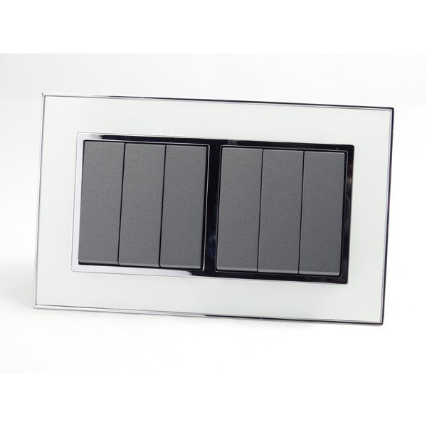 I LumoS AS Luxury White Mirror Glass Double Frame Rocker Light Switches