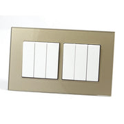 Gold Glass Double Frame with white inserts of 6 rocker light switches