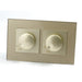 Gold Glass Double Frame with gold inserts of double rotary dimmer light switches