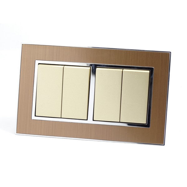 I LumoS AS Luxury Gold Satin Metal Double Frame Rocker Light Switches