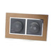 Gold Satin Metal Double Frame with dark grey insert of double rotary dimmer light switch