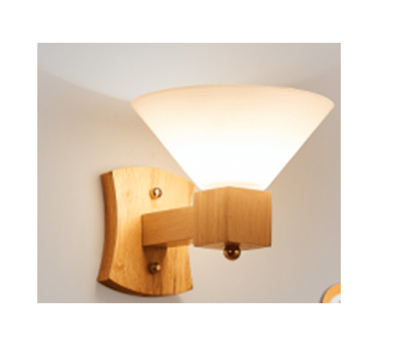 wood base wall light