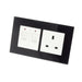 Double Black Glass Frame with White uk socket and Double USB ports