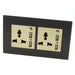 Black glass 3 pin multi plug with 4a usb double socket and gold module