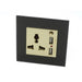 Black glass 3 pin multi plug with 2a usb single socket and gold module