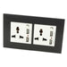 Black glass 3 pin multi plug with 4a usb double socket and white module