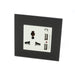 Black glass 3 pin multi plug with 2a usb single socket and white module