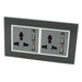 Double Black Glass Frame with grey 3 pin multi plug and 4A USB socket