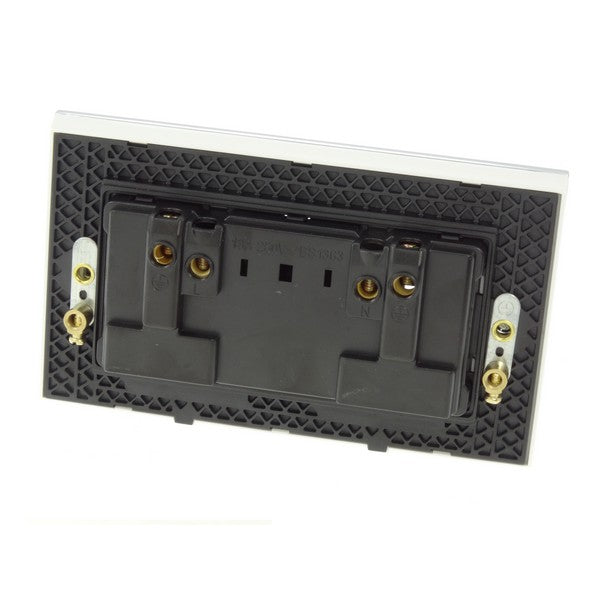 I LumoS AS Luxury Black Mirror Glass Double Switched Wall Plug 13A UK Sockets