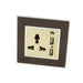 goat skin leather Single Frame with gold Interest of Multi plug 3 pin with 2A USB Socket