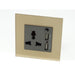 Gold Glass Single Frame with Dark Grey insert of 3 pin multi plug and 2A USB socket