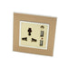 Gold Satin Metal Single Frame with gold insert of 3 pin and 2A USB socket