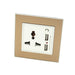 Gold Satin Metal Single Frame with white insert of 3 pin and 2A USB socket