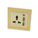 Gold Mirror Glass Single Frame with gold insert of 3 pin and 2A USB socket