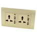 Gold Plastic Double Frame with gold insert of 3 pin and 2A USB socket