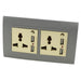 grey plastic double frame with gold insert double 3 pin and 4A USB Socket