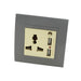 Grey Plastic single Frame with gold insert of 3 pin and 2A USB socket