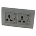 grey plastic double frame with grey insert double 3 pin and 4A USB Socket