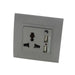 Grey Plastic single Frame with grey insert of 3 pin and 2A USB socket