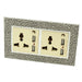 pearl leather double frame with gold insert of double 3 pin and 2A USB socket