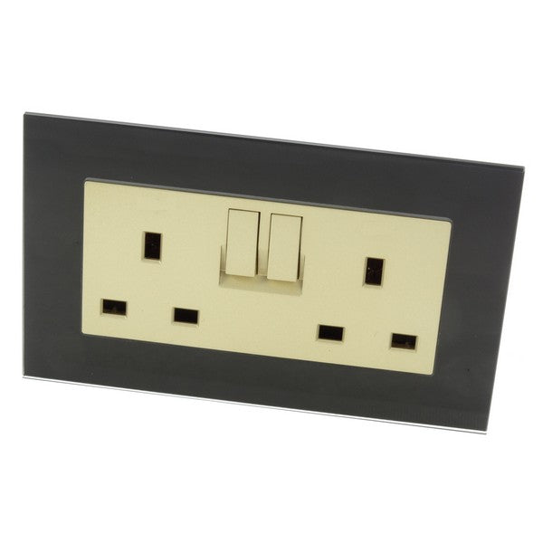 UK Double socket with wall switch gold insert