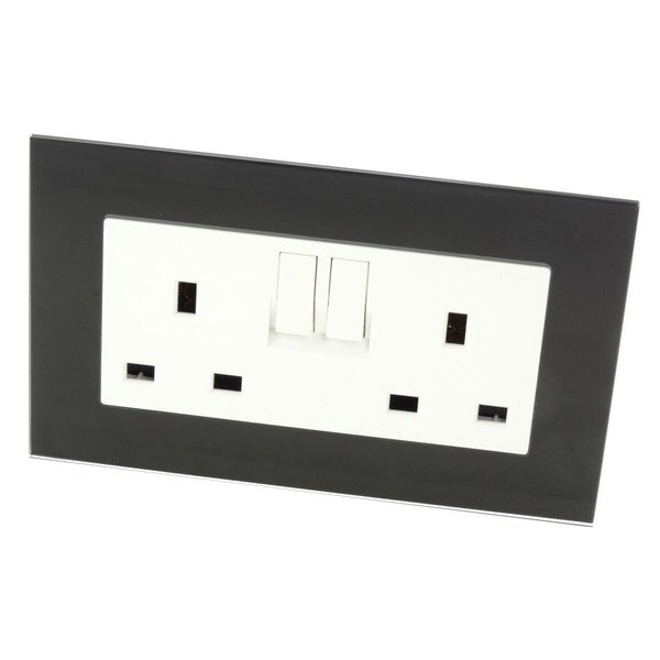 UK Double socket with wall switch white insert