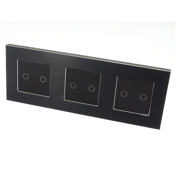 I LumoS Luxury Black Brushed Aluminium Frame & Black Insert LED On/Off Touch Light Switches