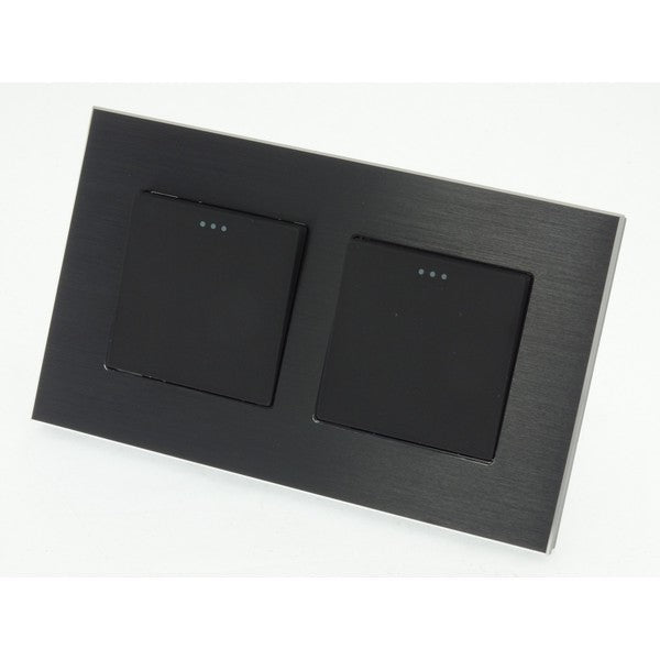 I LumoS Luxury Black Brushed Aluminium Frame & Black Insert Mechanical Rocker Wall Light Switches