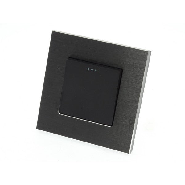 I LumoS Luxury Black Brushed Aluminium Frame & Black Insert Mechanical Rocker Wall Light Switches