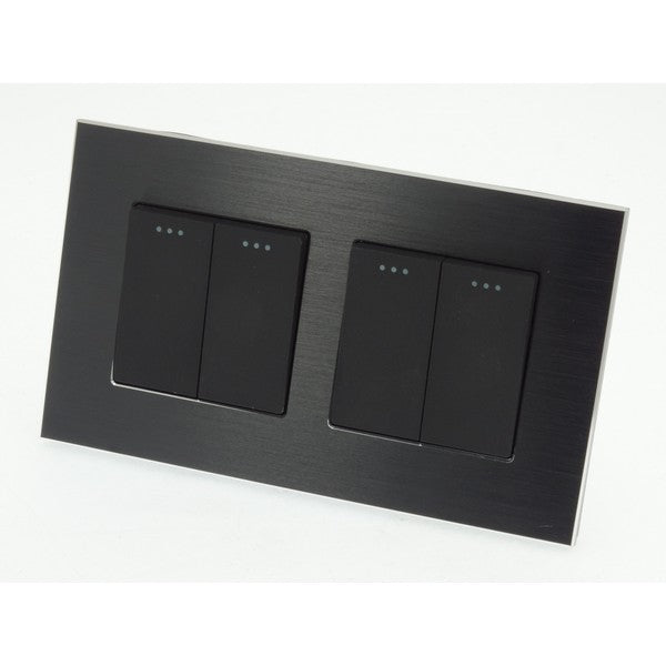 I LumoS Luxury Black Brushed Aluminium Frame & Black Insert Mechanical Rocker Wall Light Switches