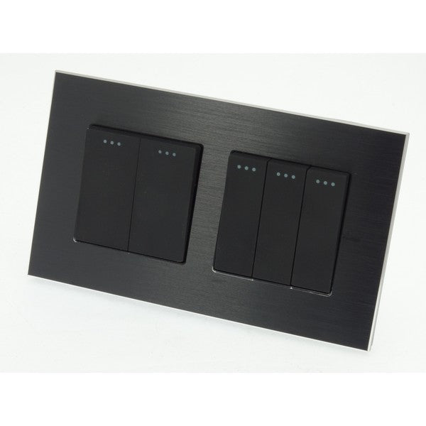 I LumoS Luxury Black Brushed Aluminium Frame & Black Insert Mechanical Rocker Wall Light Switches