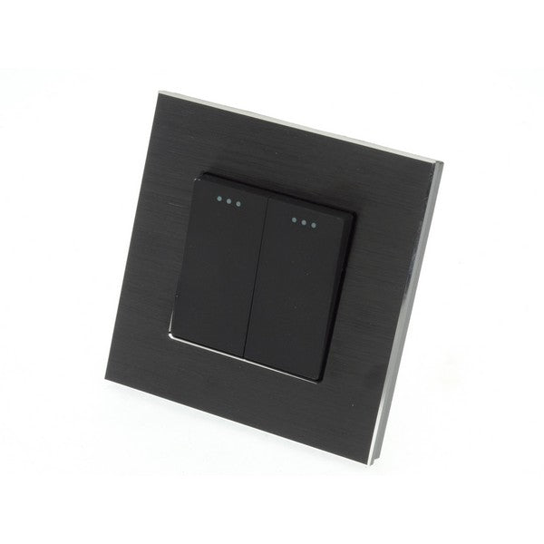 I LumoS Luxury Black Brushed Aluminium Frame & Black Insert Mechanical Rocker Wall Light Switches