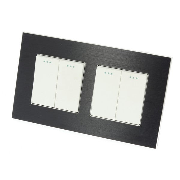 I LumoS Luxury Black Brushed Aluminium Frame & White Insert Mechanical Rocker Wall Light Switches