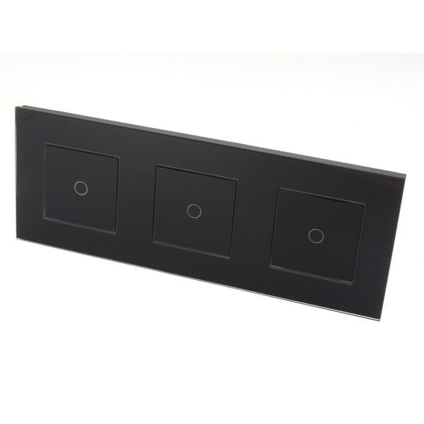 I LumoS Luxury Black Glass Frame & Black Insert LED WIFI RF On/Off Touch Light Switches