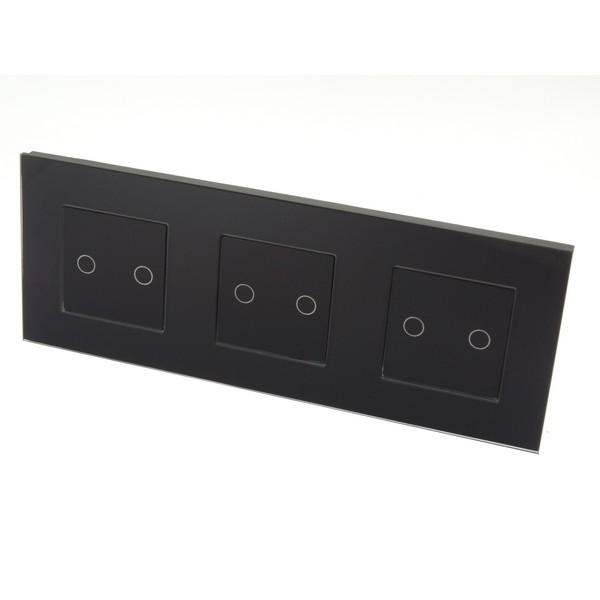 I LumoS Luxury Black Glass Frame & Black Insert LED WIFI RF On/Off Touch Light Switches