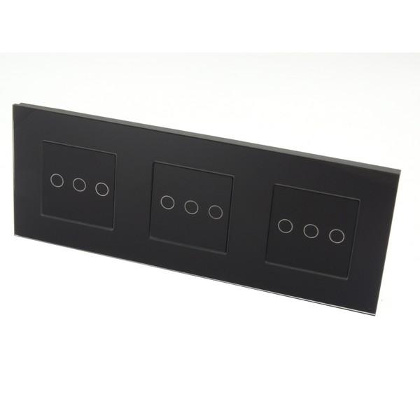 I LumoS Luxury Black Glass Frame & Black Insert LED WIFI RF On/Off Touch Light Switches