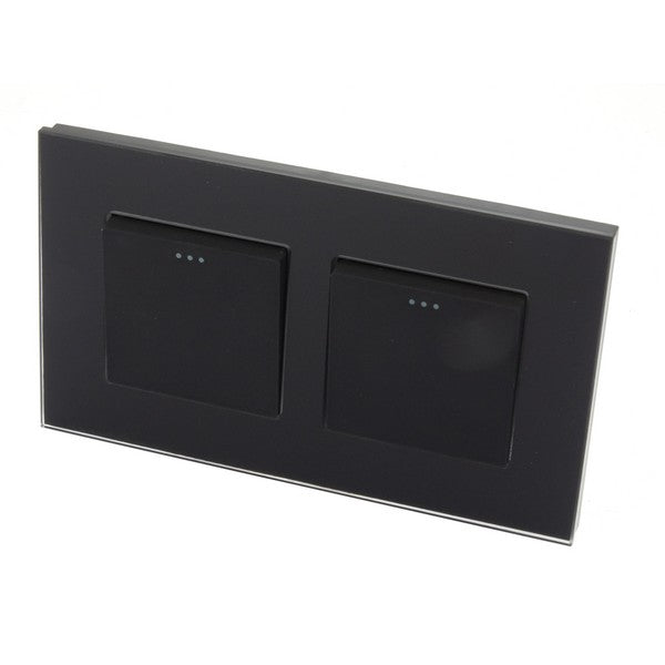 I LumoS Luxury Screwless Black Glass Frame & Black Insert Rocker Light Switches