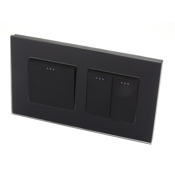 I LumoS Luxury Screwless Black Glass Frame & Black Insert Rocker Light Switches