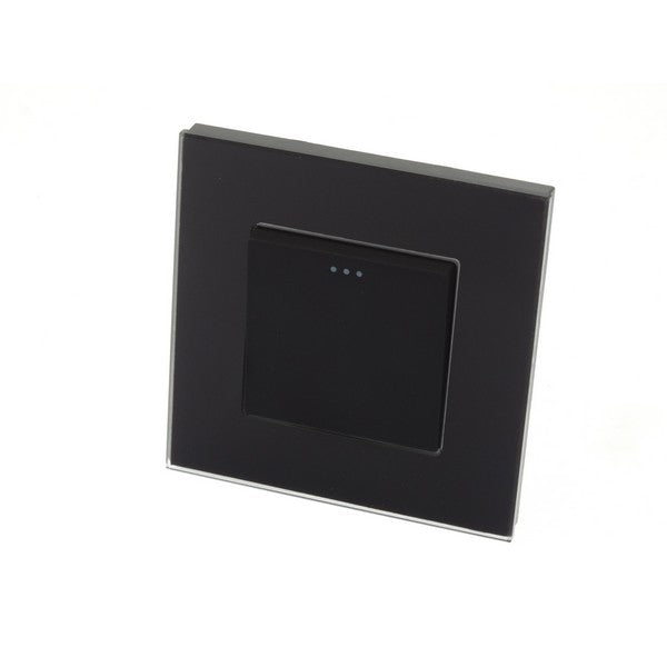 I LumoS Luxury Screwless Black Glass Frame & Black Insert Rocker Light Switches