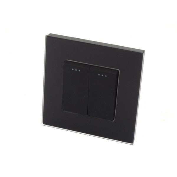 I LumoS Luxury Screwless Black Glass Frame & Black Insert Rocker Light Switches