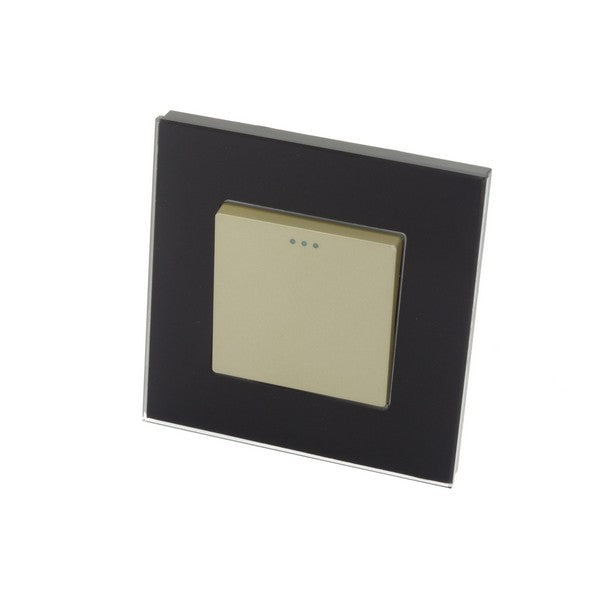 I LumoS Luxury Screwless Black Glass Frame & Gold Insert Rocker Light Switches