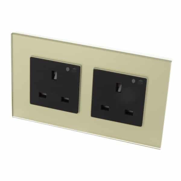 I LumoS PRO Smart Wi-Fi Gold Glass Frame Switched UK 13A Double Socket