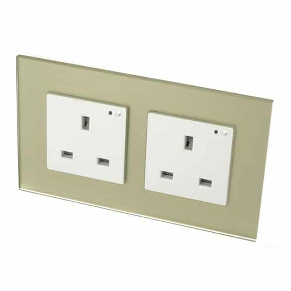 I LumoS PRO Smart Wi-Fi Gold Glass Frame Switched UK 13A Double Socket