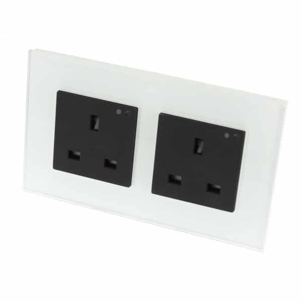 I LumoS White Glass Frame WIFI RF Switched UK 13A Double Socket