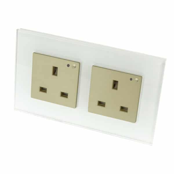 I LumoS White Glass Frame WIFI RF Switched UK 13A Double Socket