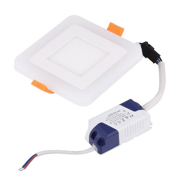 I LumoS Dual Colour LED 6 Watt Pure White Square Recessed Ceiling DownLight with Warm White