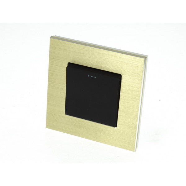 I LumoS Luxury Gold Brushed Aluminium Frame & Black Insert Mechanical Rocker Wall Light Switches