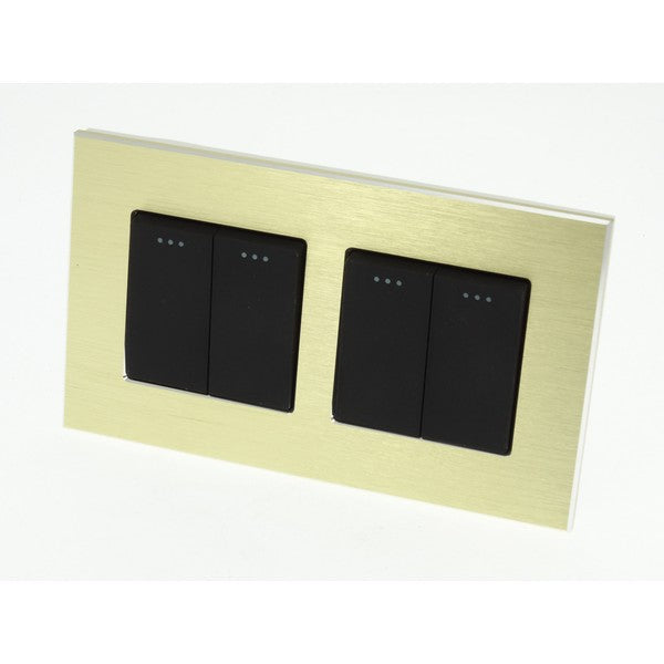 I LumoS Luxury Gold Brushed Aluminium Frame & Black Insert Mechanical Rocker Wall Light Switches